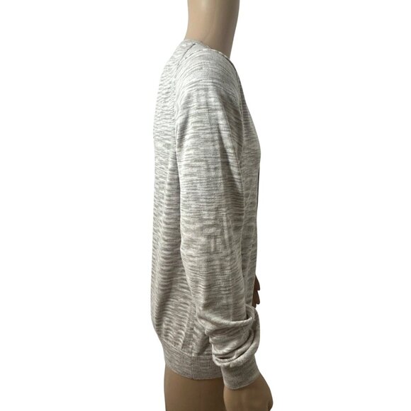 H&M Men Cardigan L Taupe Grey Cream Button Vtg  Lightweight Casual All Seasons - Picture 9 of 12